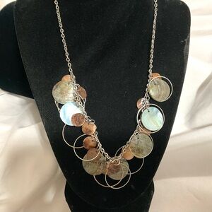 MOP Disc & Circle Stainless Steel Necklace